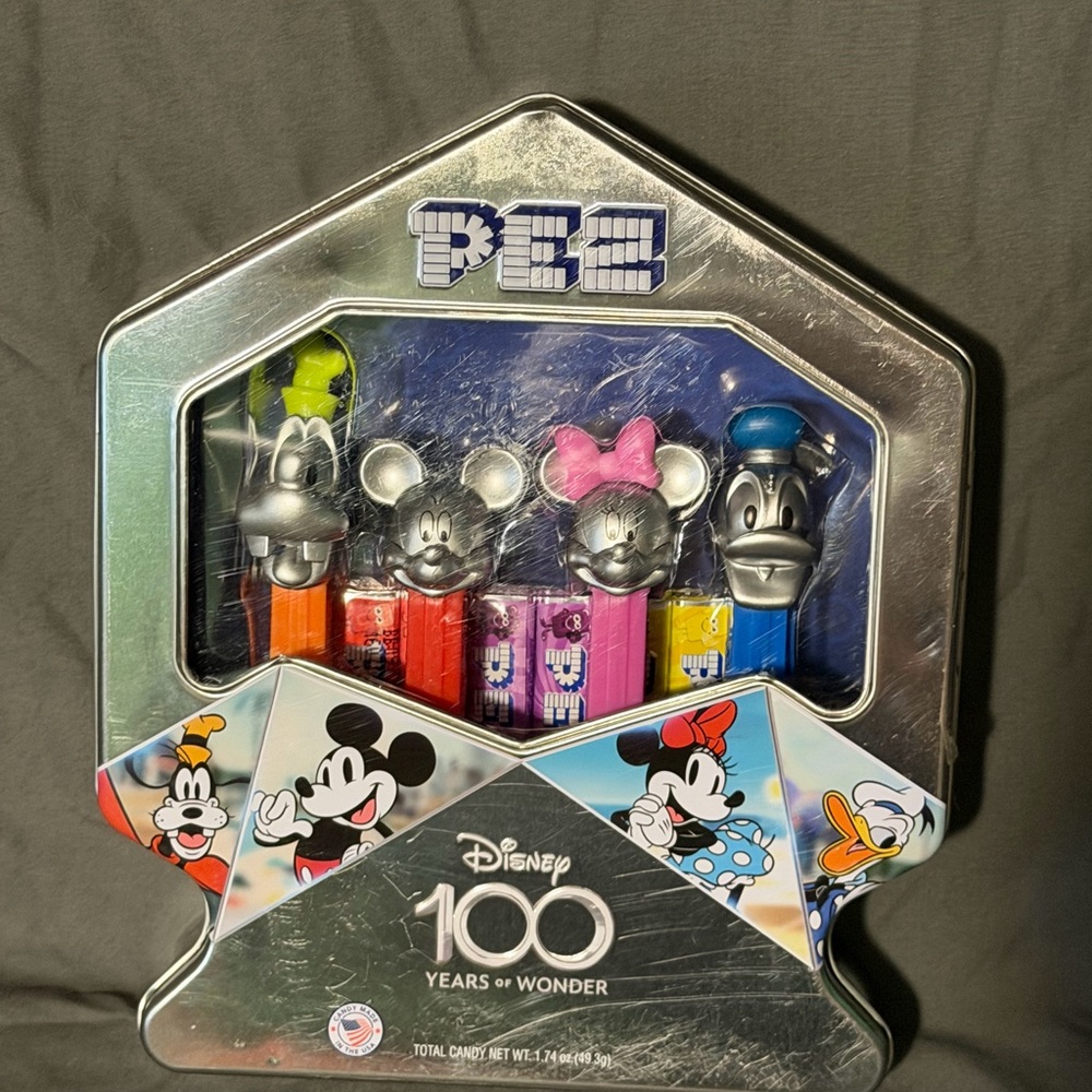 Disney PEZ Dispenser Set with Silver and Colorful Characters